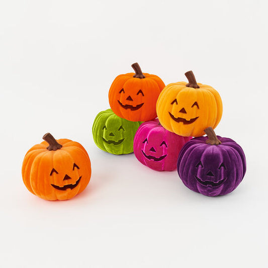 Flocked Jack O Lantern 9"