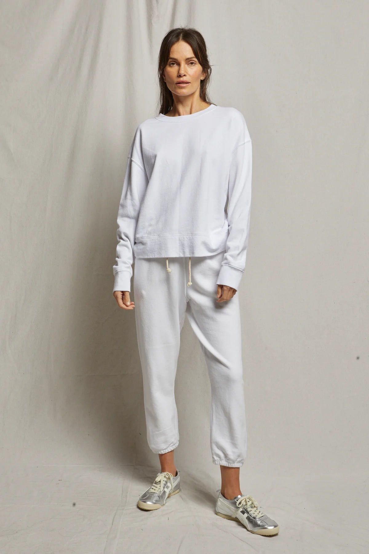 French Terry Pullover Sweatshirt White