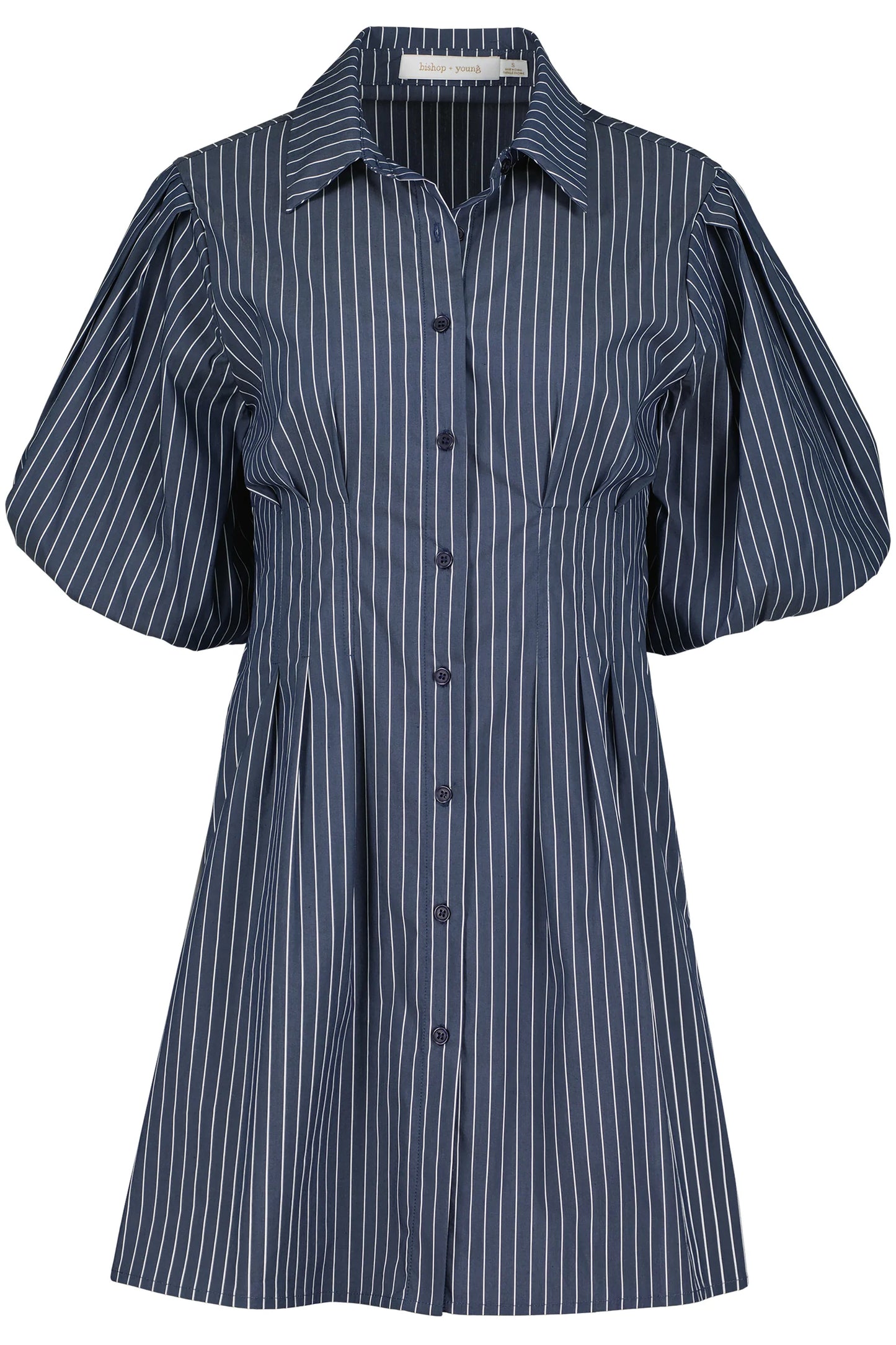 Jacqueline Bubble Sleeve Dress Indigo Stripe