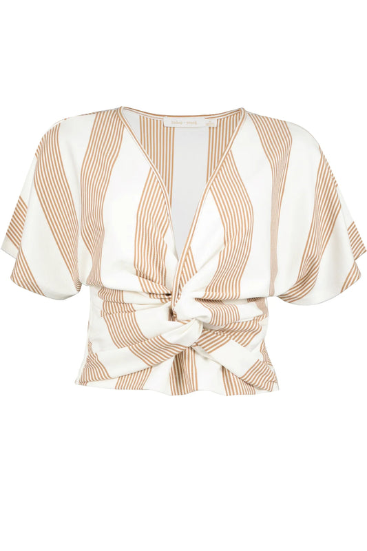 Brooke Twist Front Top Sand Stripe