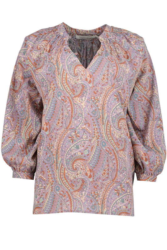 Zoe Smocked Blouse-Dusk Paisley