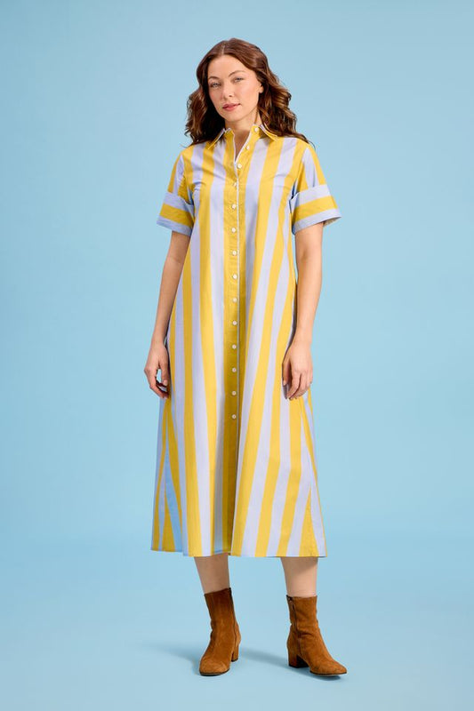 Gibbons Dress Brimstone Stripe