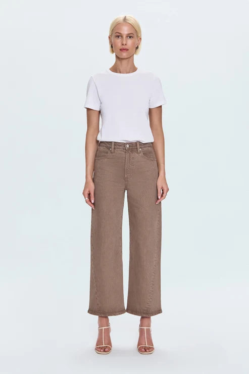 Kyra Ankle High Rise Bowed Wide Leg Tannin