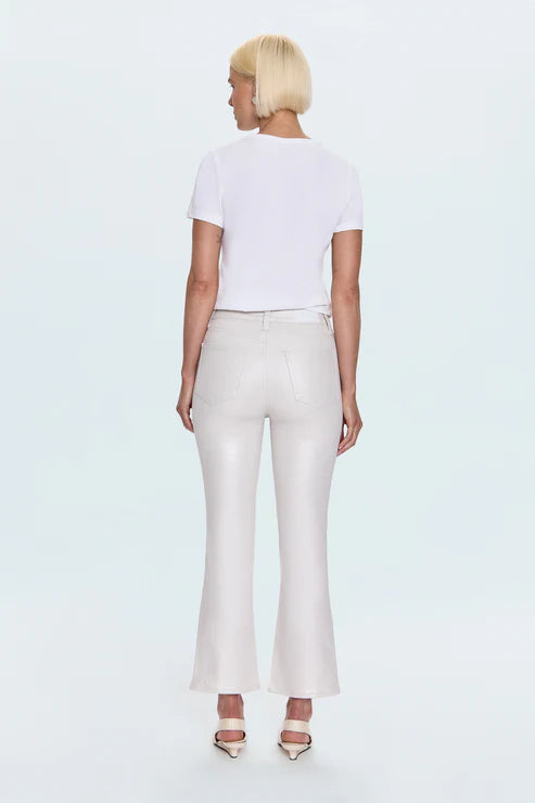 Lennon High Rise Crop Boot Pant Ivory Luster