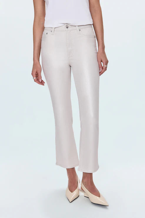 Lennon High Rise Crop Boot Pant Ivory Luster