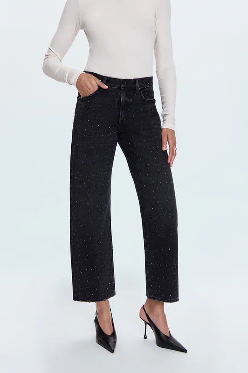 Lexi Mid Rise Bowed Straight Jean Silver Screen