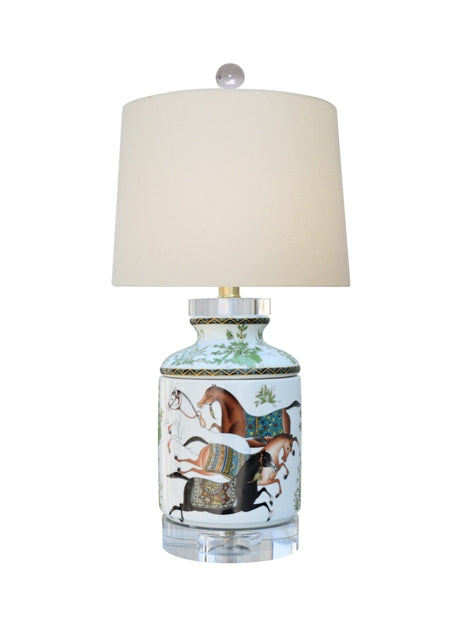 Porcelain Horses Tissue Box Lamp