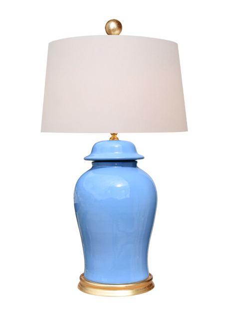 Porcelain French Blue Temple Jar Lamp