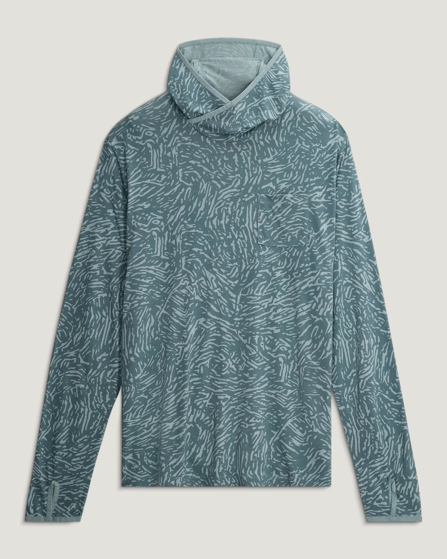 Men's Bamboo Lightweight Hoodie Tidal Flow Print Stormy Sea