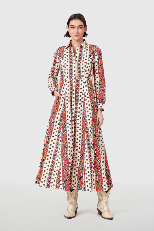 Classic Shirtdress Crimson Mosaic