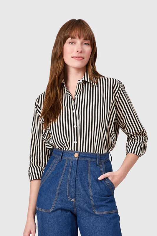The Boyfriend Shirt Ganache Pinstripe