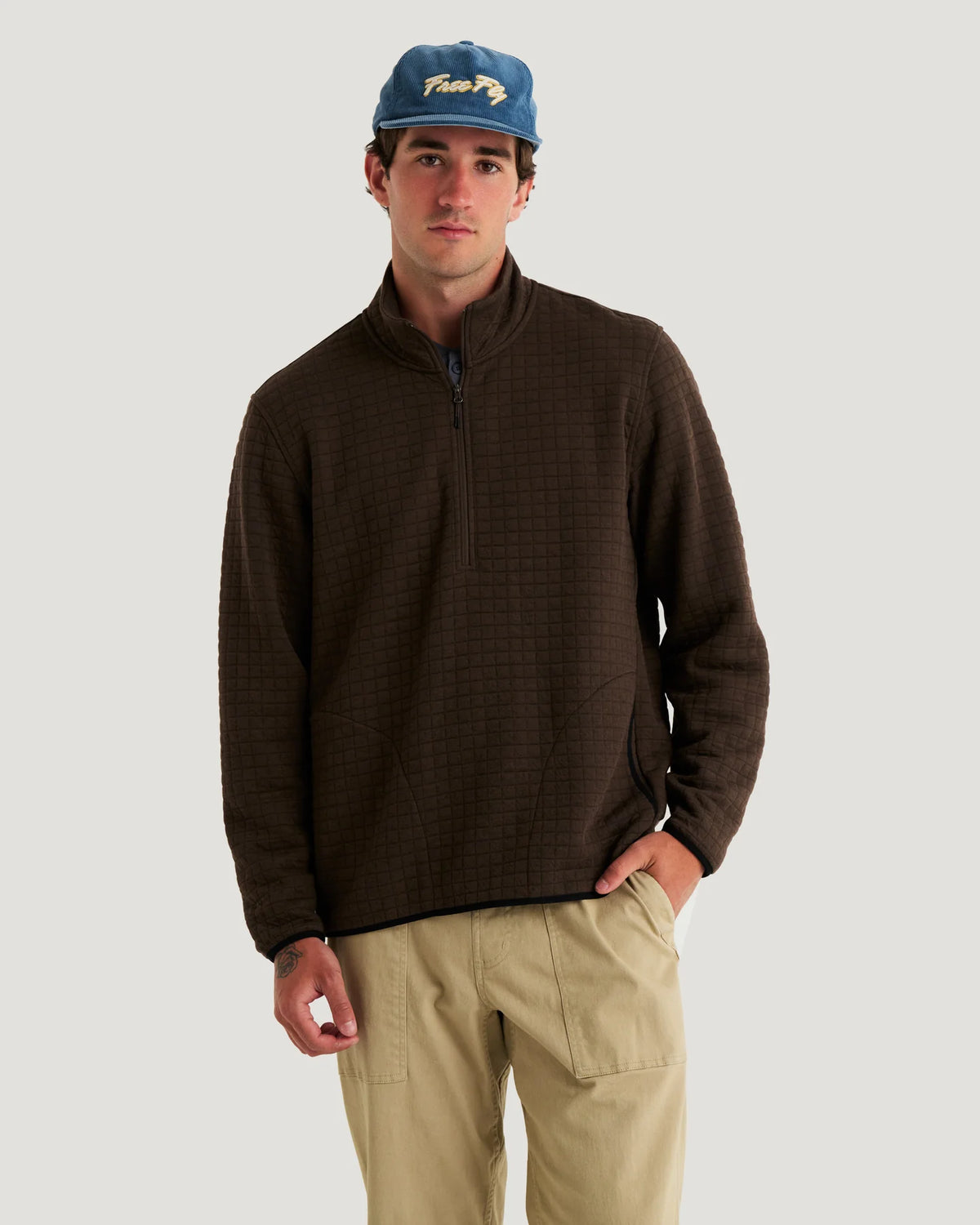 Men's Downvalley Quarter Zip Heather Dark Brown