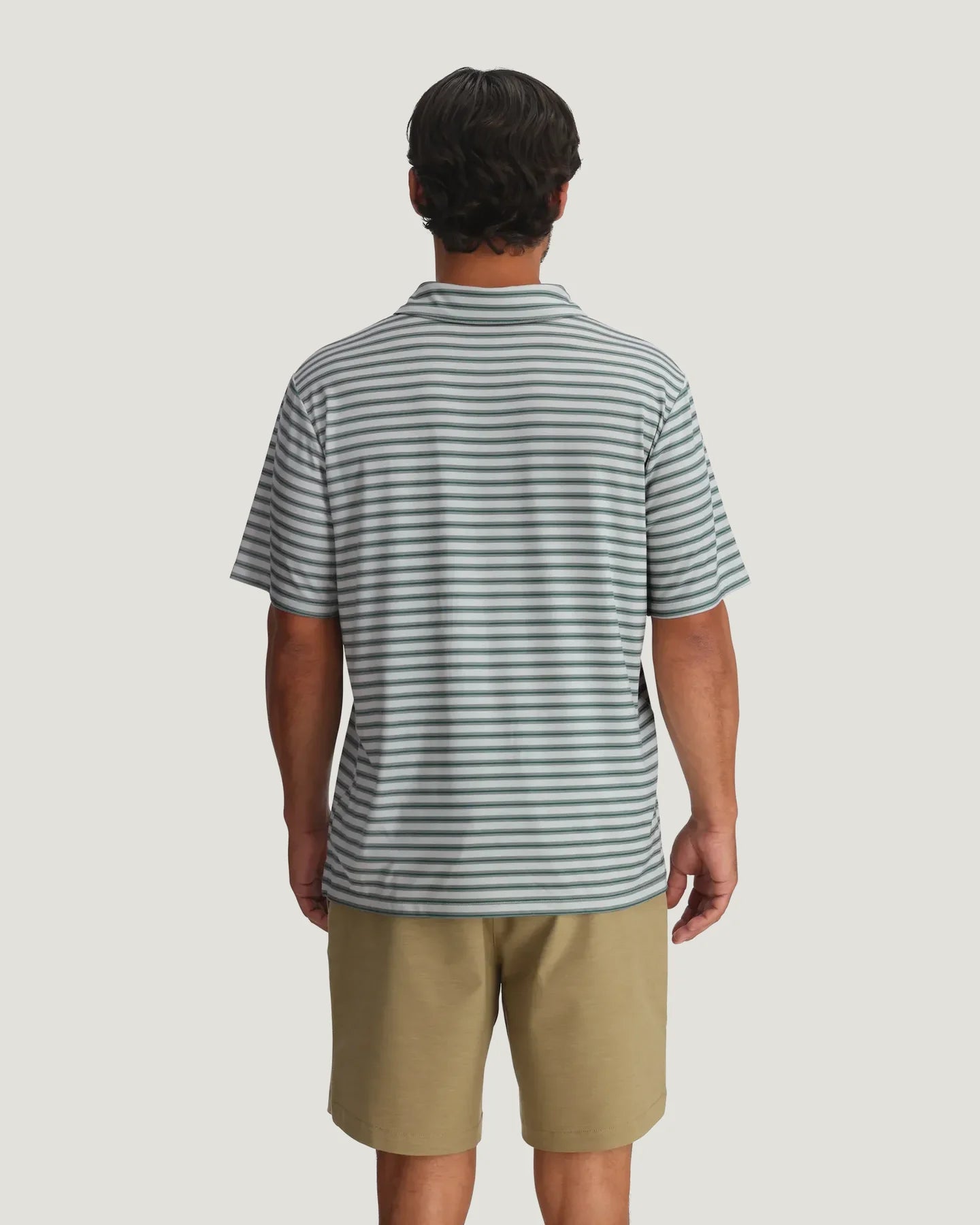 Men's Elevate Polo Smooth Sailing Stripe Heather Aspen Grey