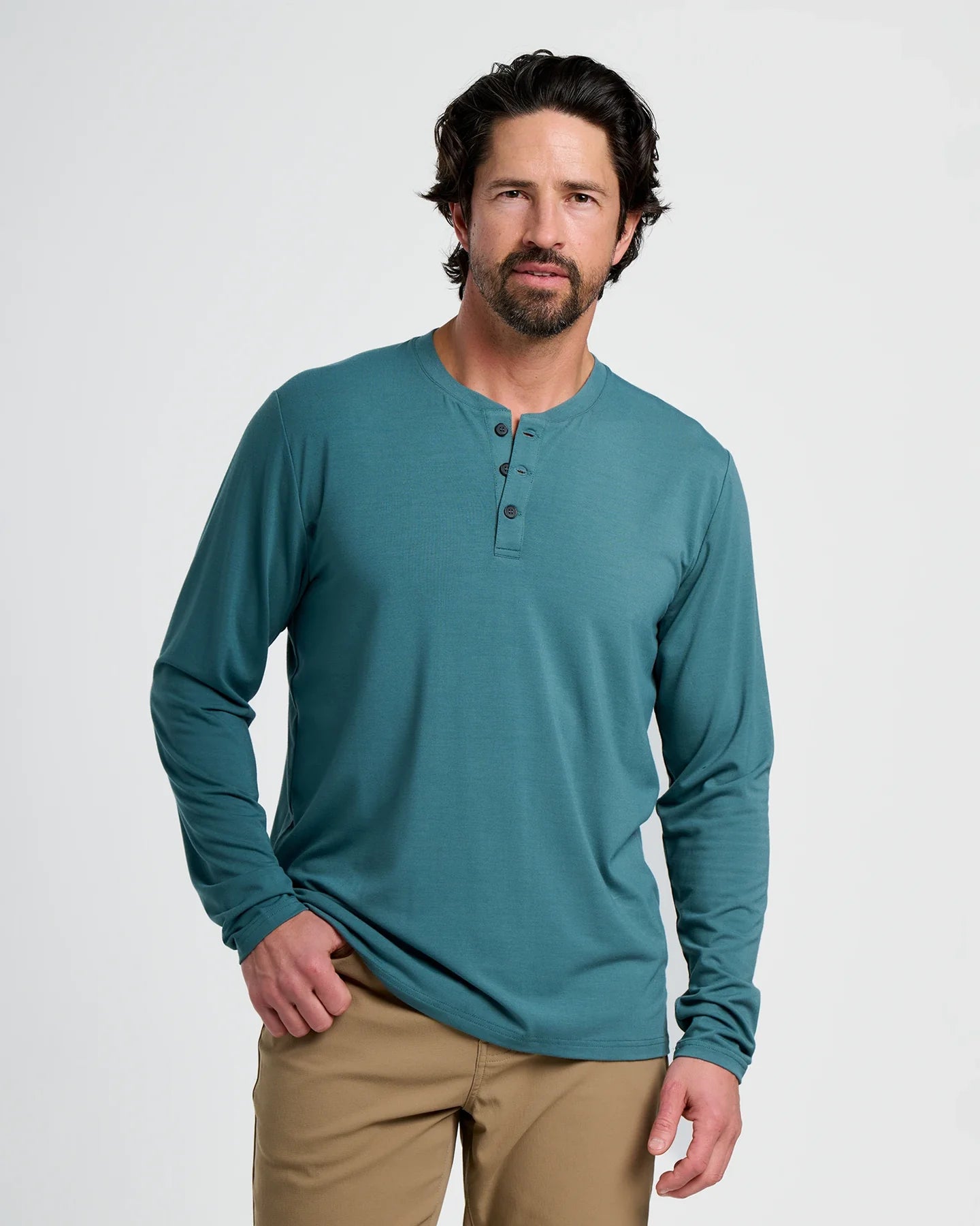 Men's Bamboo Flex Long Sleeve Henley Sea Pine