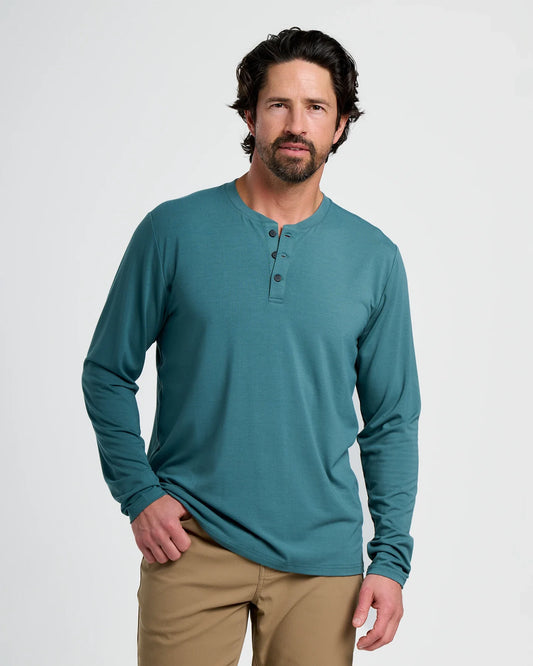 Men's Bamboo Flex Long Sleeve Henley Sea Pine