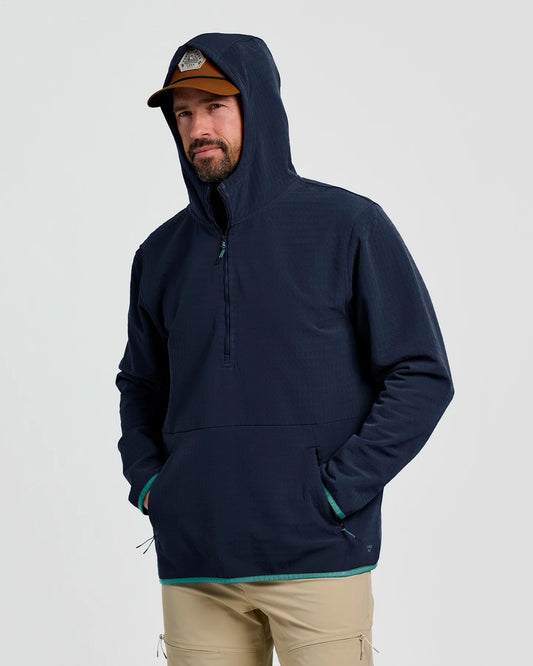 Men's Gridback Fleece Anorak Hoodie Deep Navy
