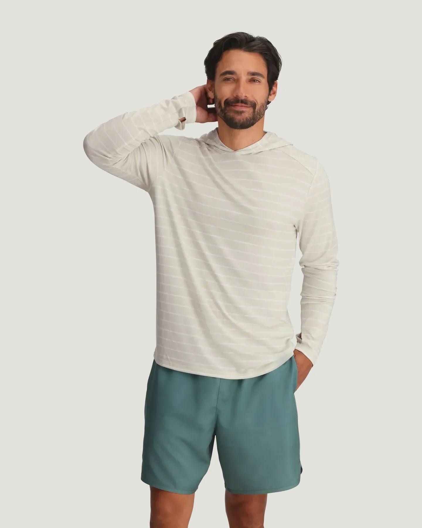 Men's Bamboo Shade Hoodie Dash Stripe Birch