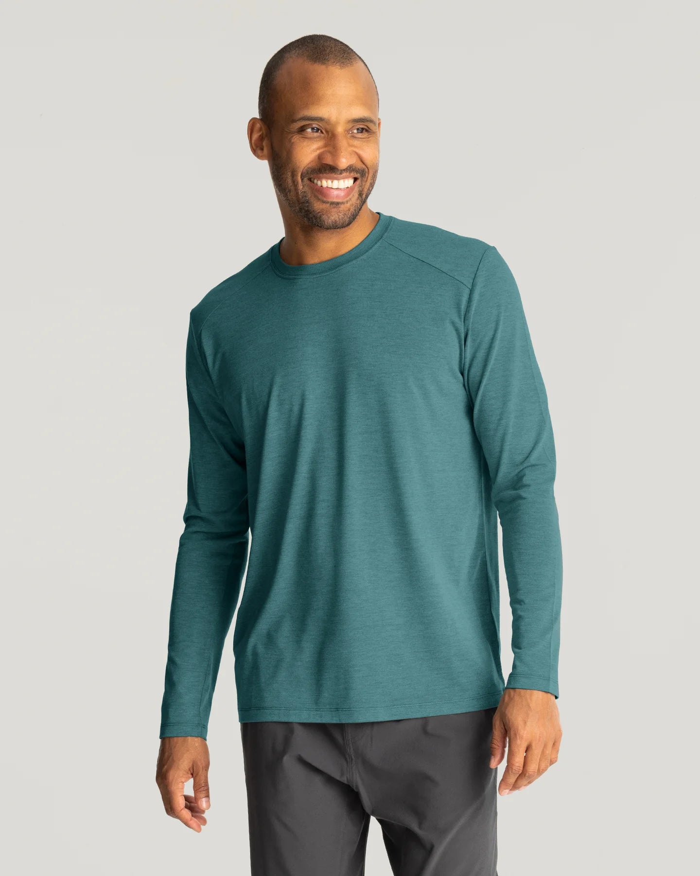 Men's Bamboo Shade Long Sleeve Heather Sea Pine