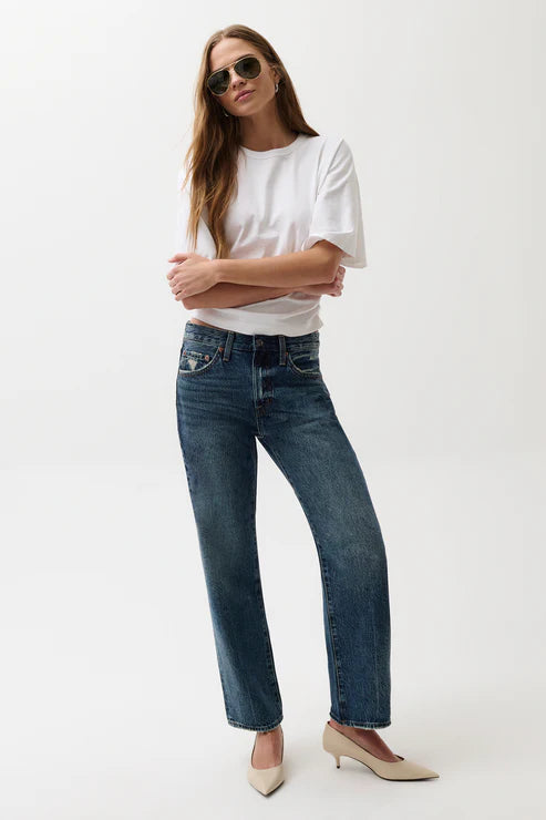 Lexi Mid Rise Bowed Straight Jean Artisan