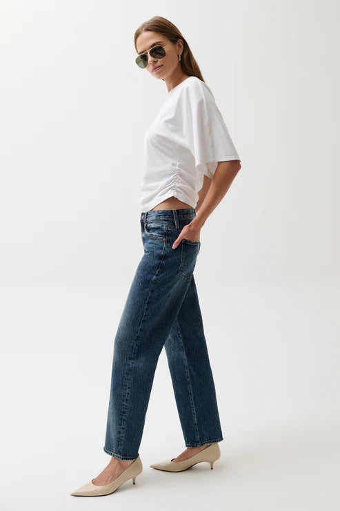 Lexi Mid Rise Bowed Straight Jean Artisan