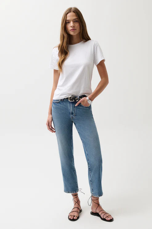 Aleks Mid Rise Straight Cropped Jean River