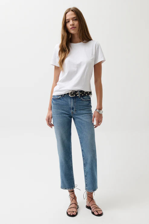 Aleks Mid Rise Straight Cropped Jean River