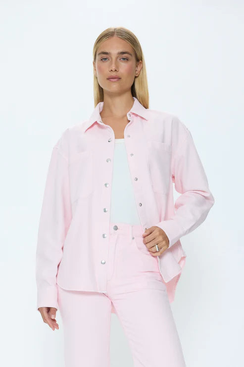 Elin Fluid Denim Shacket Blush