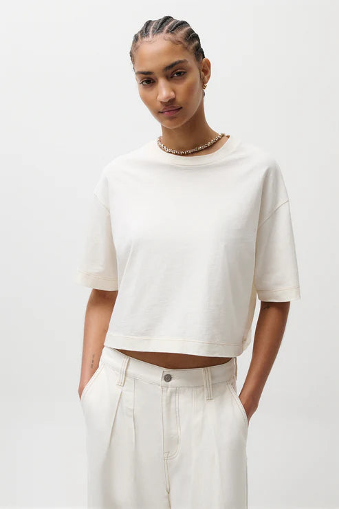 Mae Cropped Tee Soft White