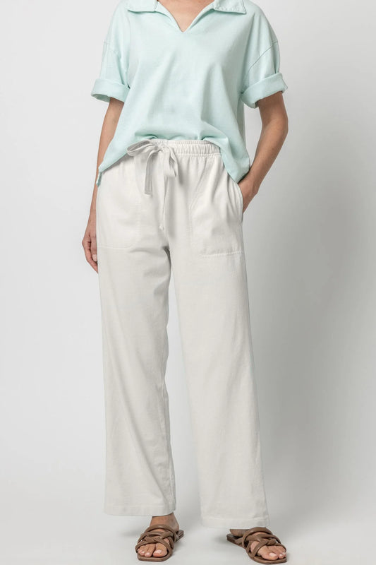 Drawstring Waist Pant White