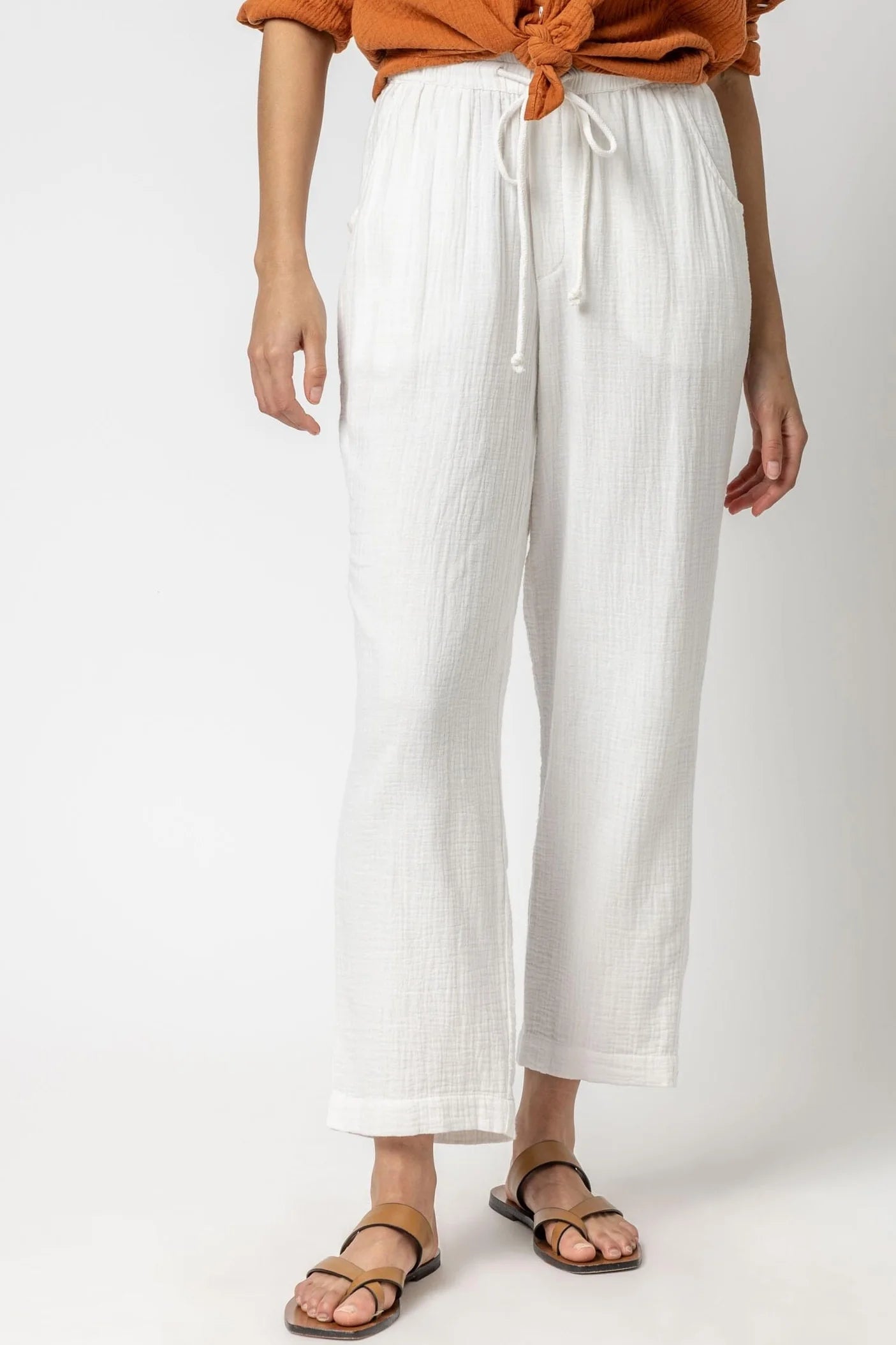 Straight Leg Gauze Pant White