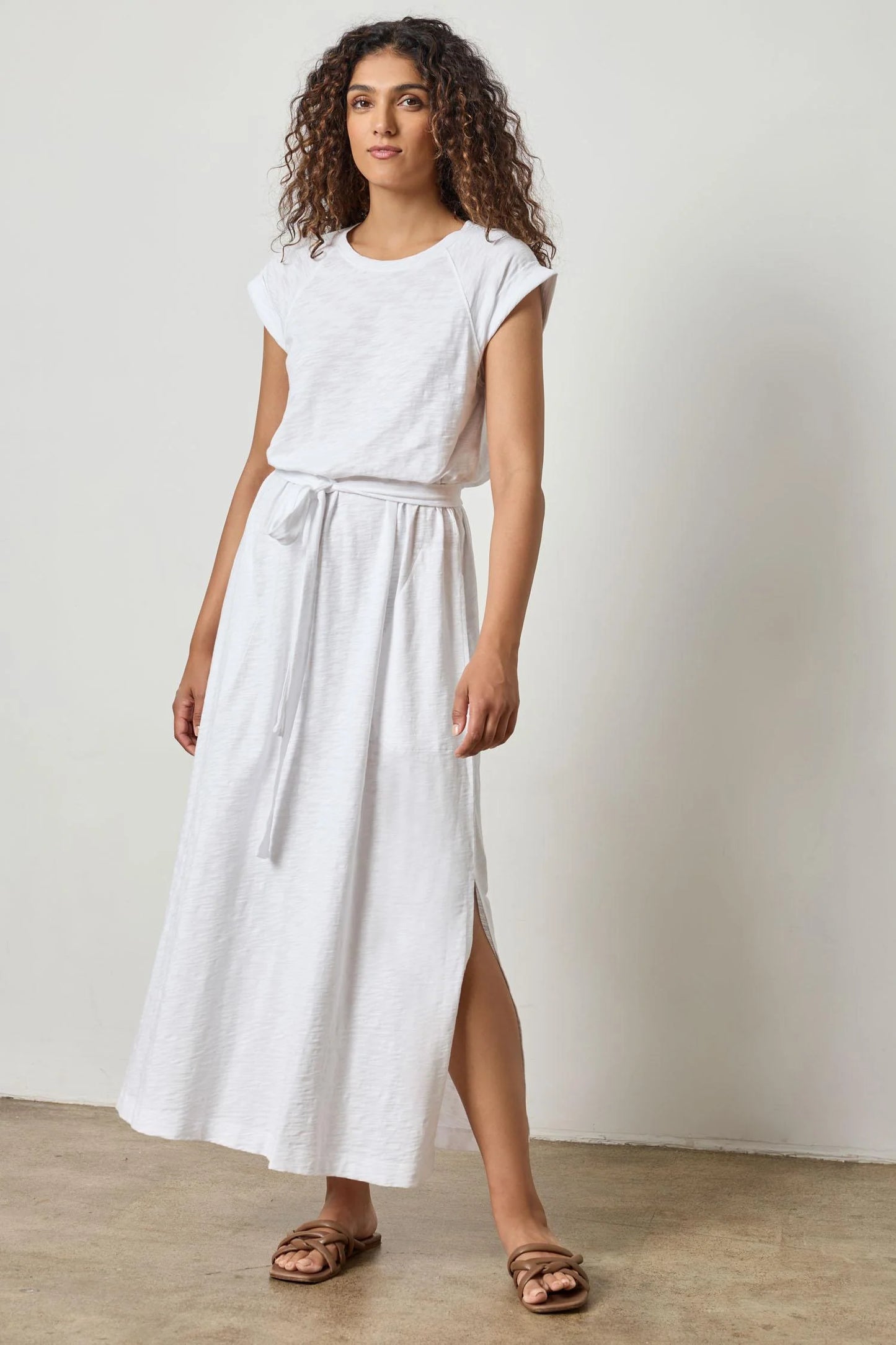 Saddle Sleeve Maxi Dress White