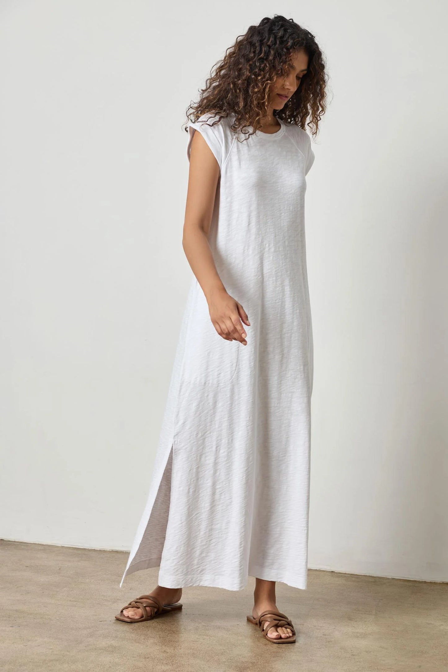 Saddle Sleeve Maxi Dress White