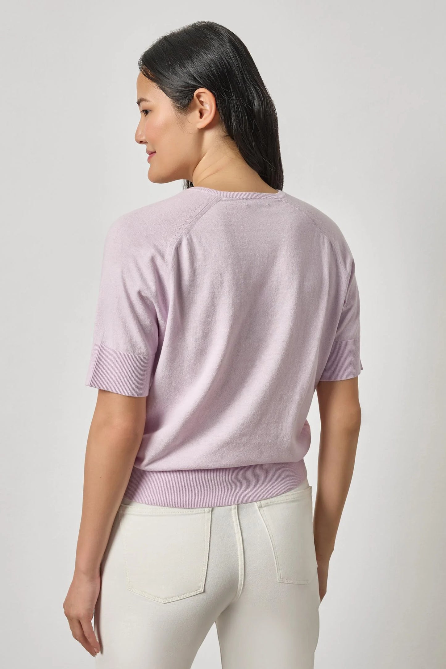 V-Neck Saddle Sleeve Sweater Wisteria