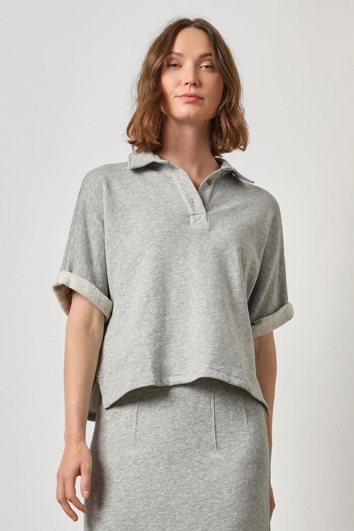 Oversized Terry Polo Heather Grey