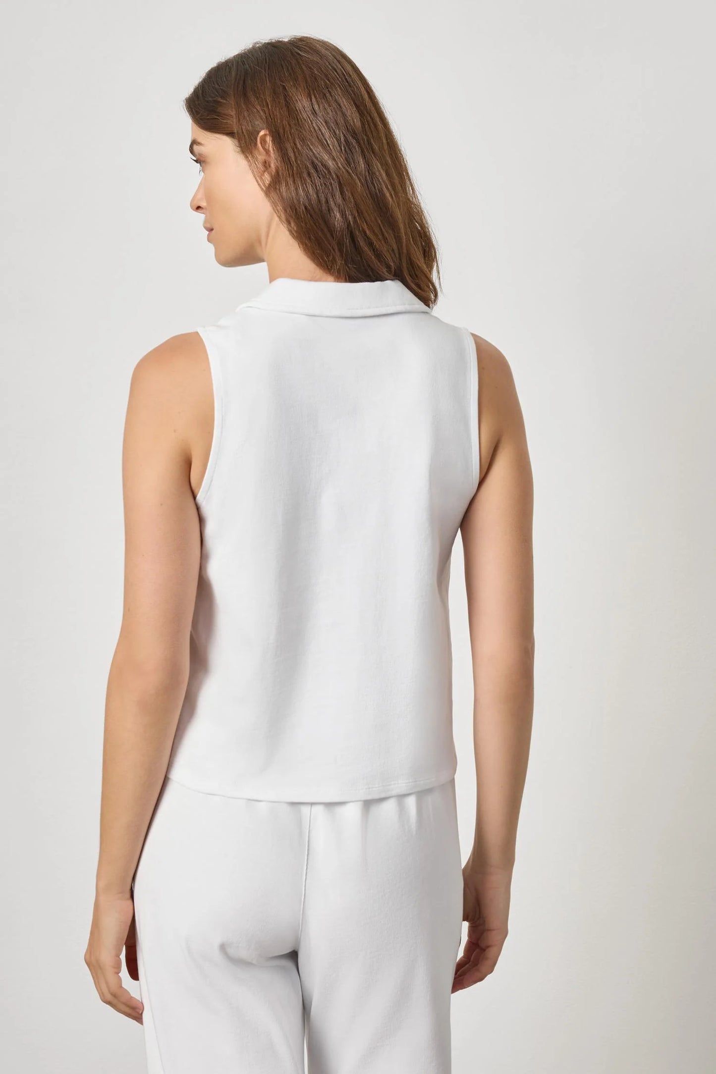 Sleeveless Collared Top White