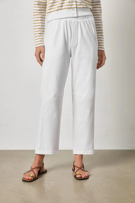 Side Panel Straight Leg Pant White