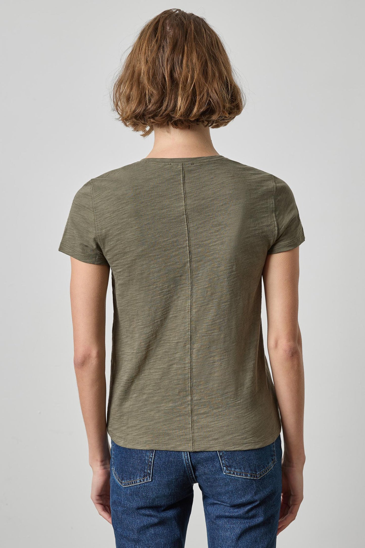Short Sleeve Back Seam Crewneck Olive