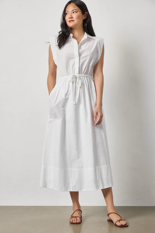 Gusset Sleeve Maxi Dress White