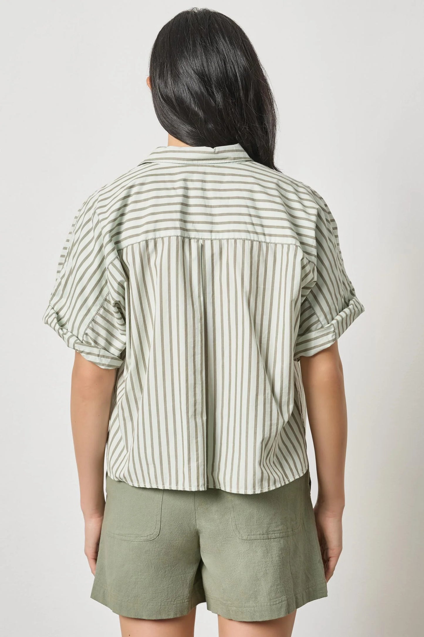 Striped Oversized Button Down Dolman Pool Stripe