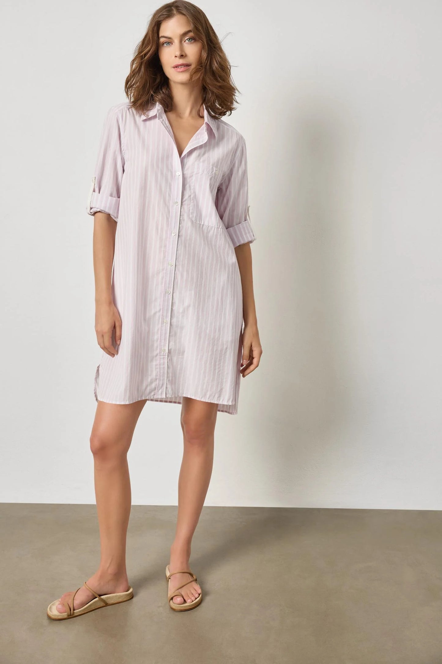 Striped Shirt Dress Lavender Stripe