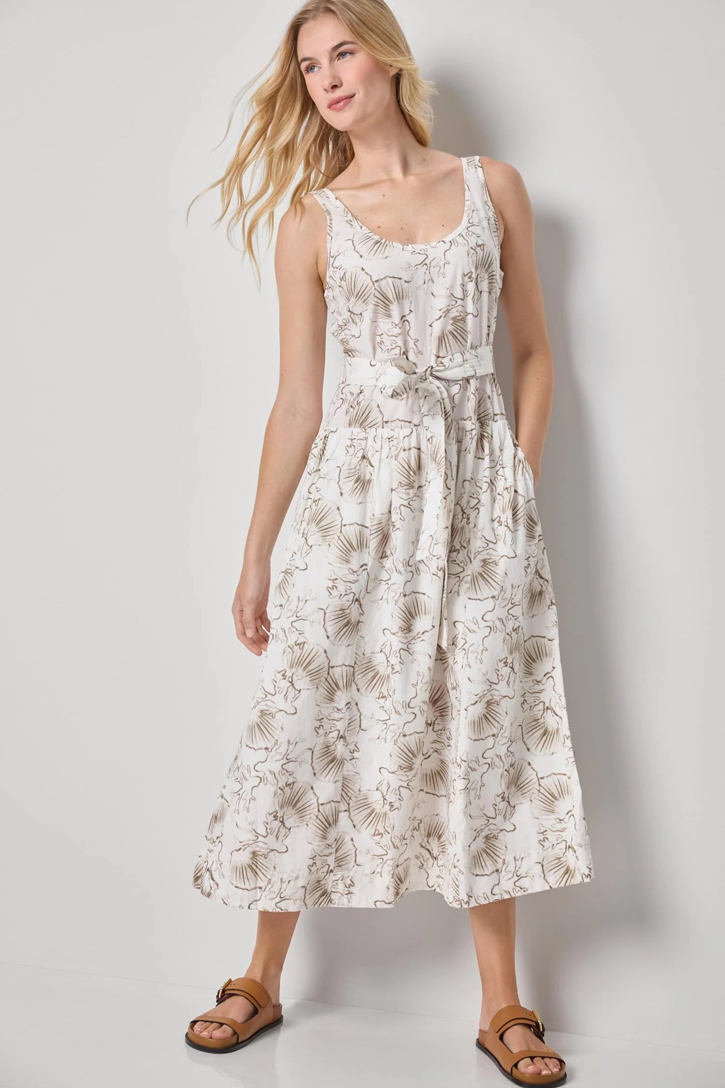 Poplin Maxi Yoke Dress Fern Print