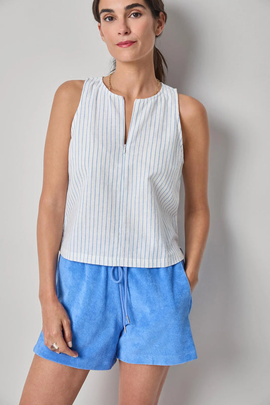 Sleeveless Zip Top Capri Stripe