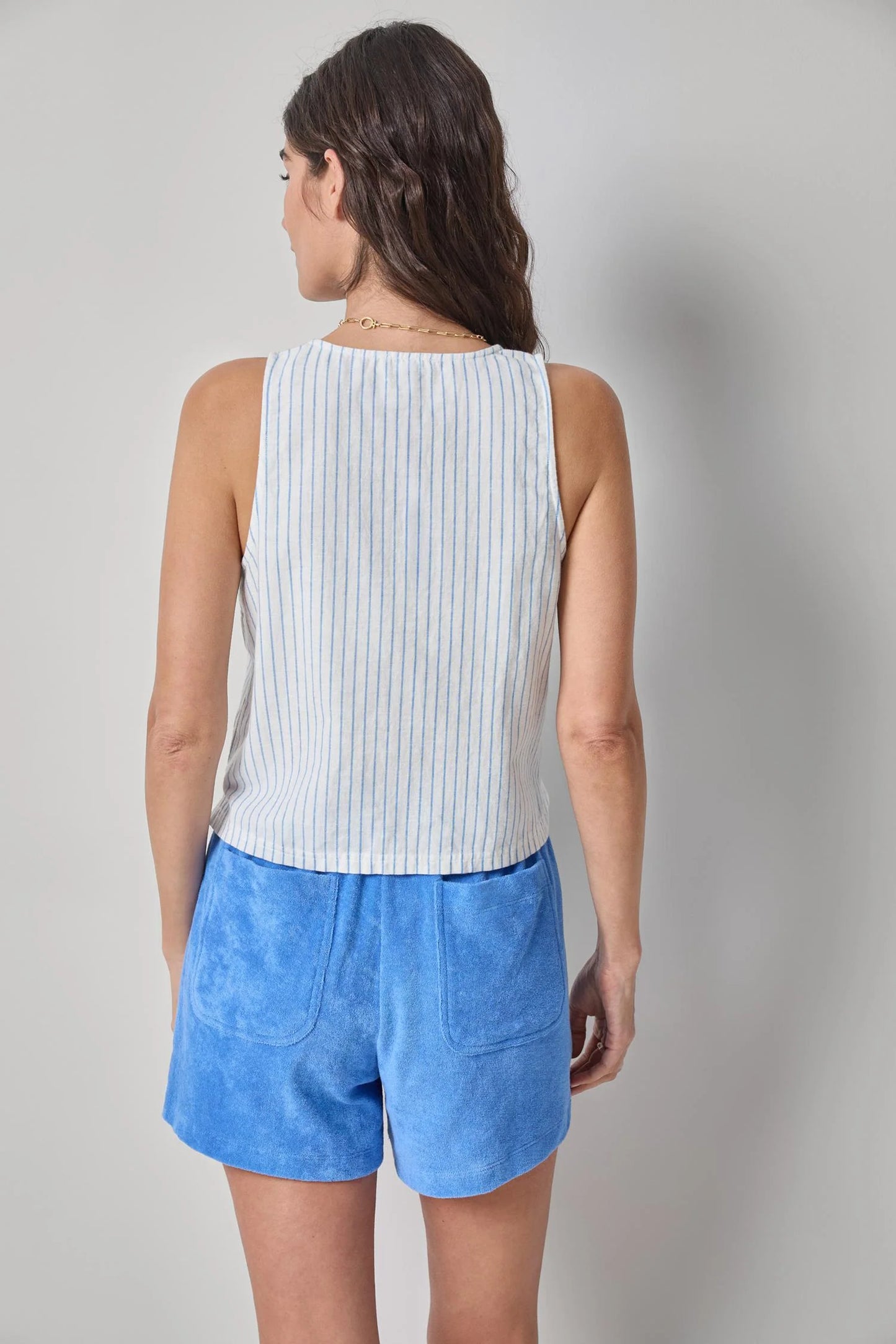 Sleeveless Zip Top Capri Stripe