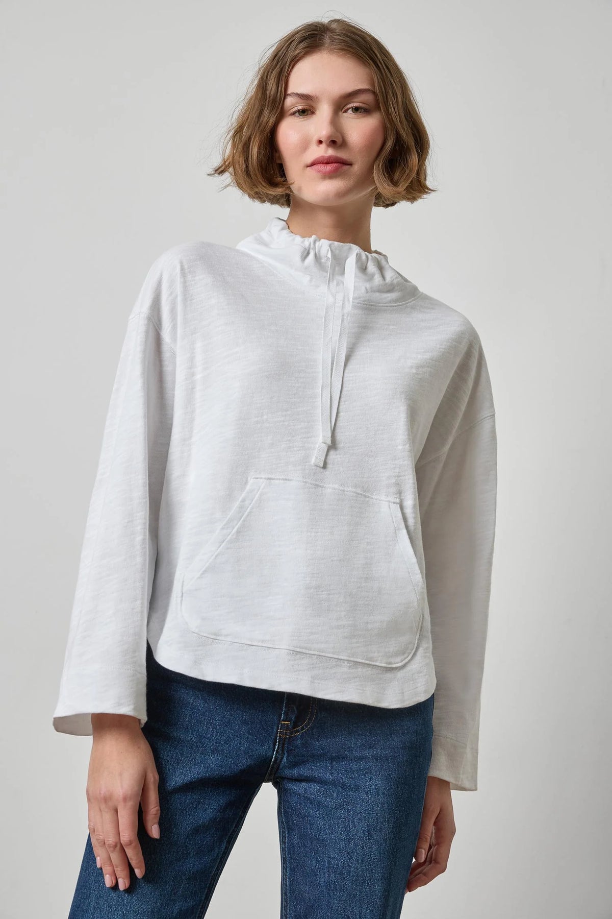 Vintage Kangaroo Pocket Drop Shoulder White