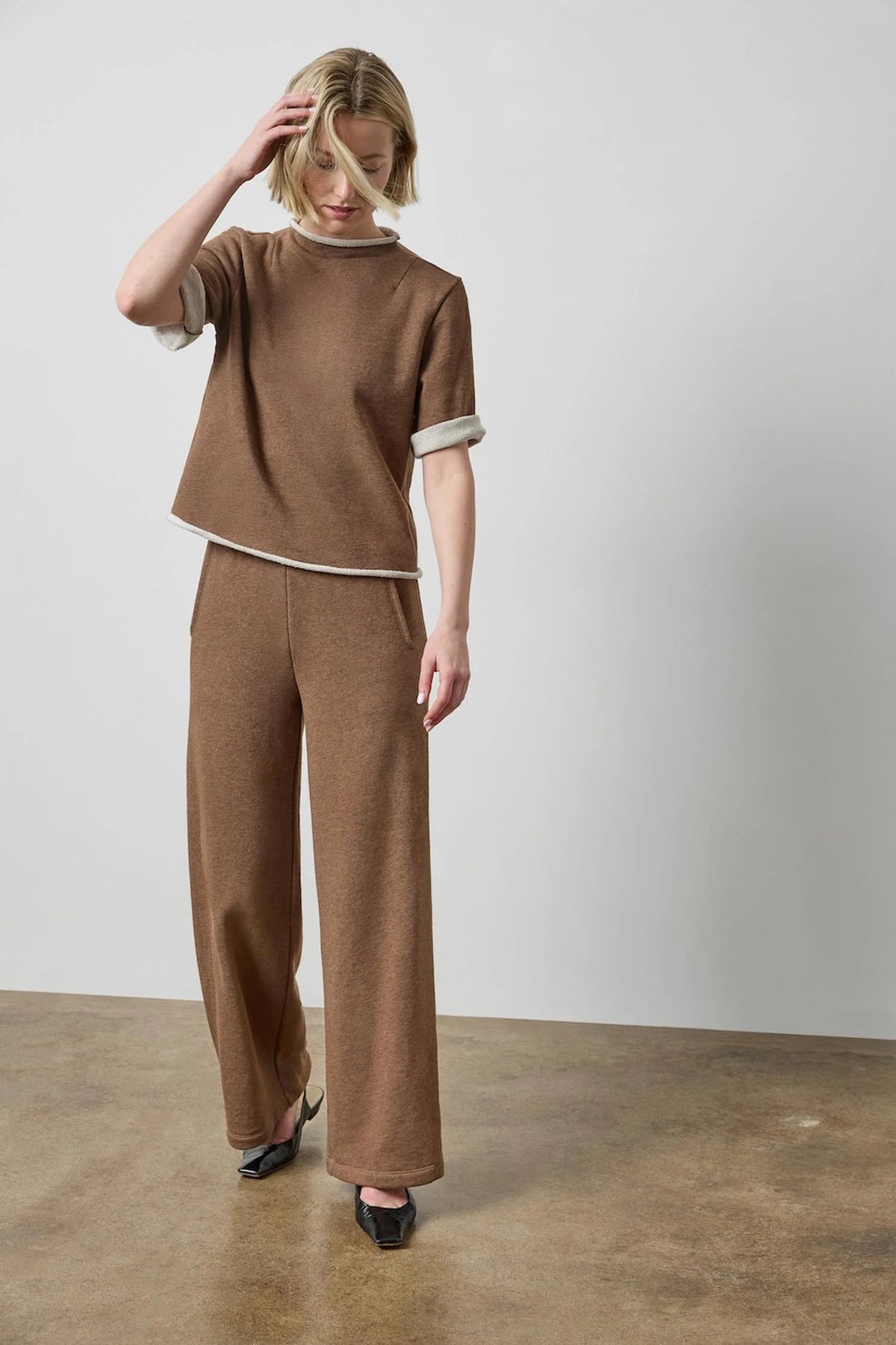 Side Panel Terry Pant Cocoa Heather