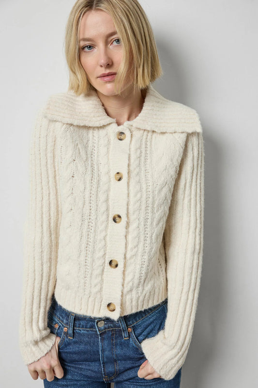 Lofty Collared Cardigan Ivory