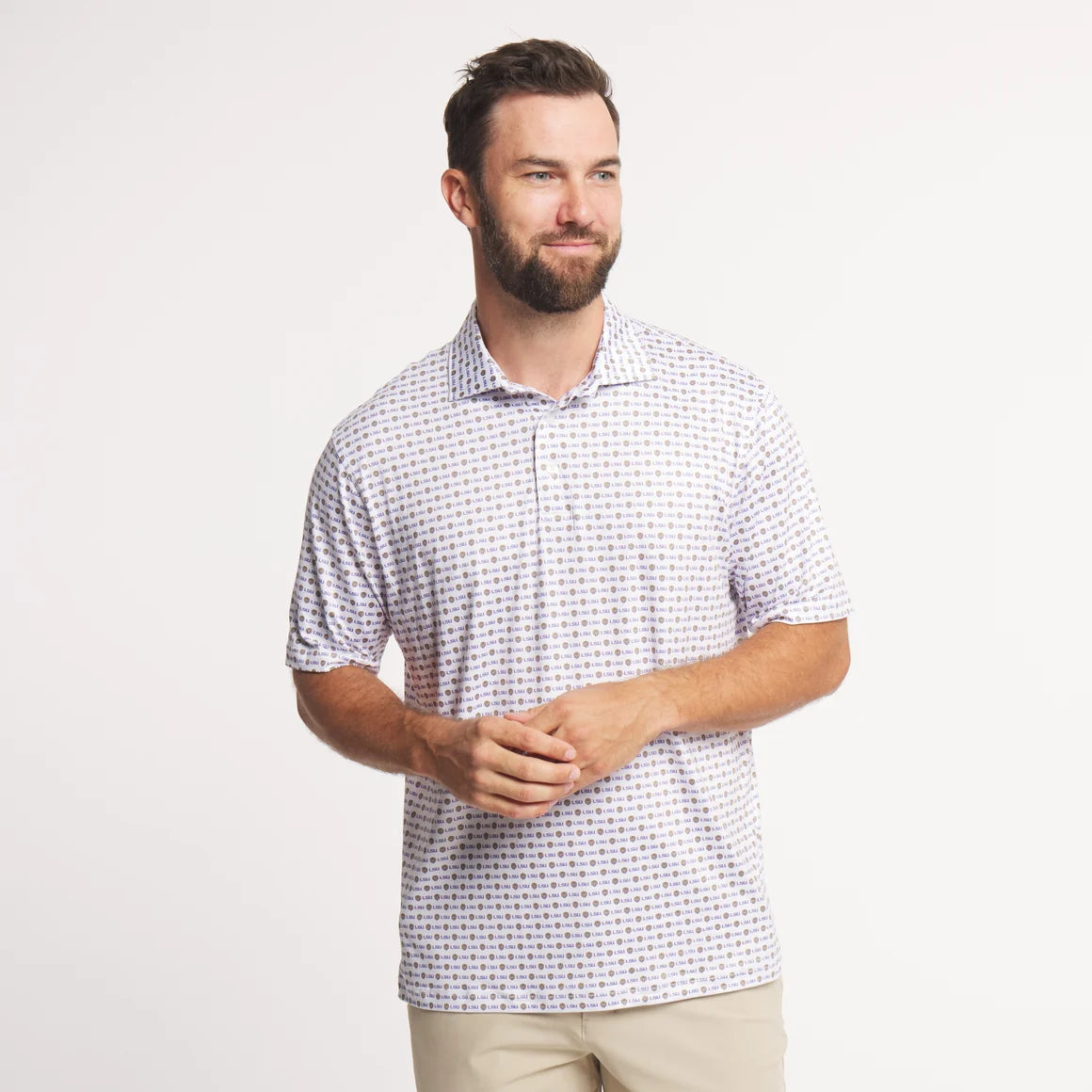 Collegiate Performance Polo LSU White