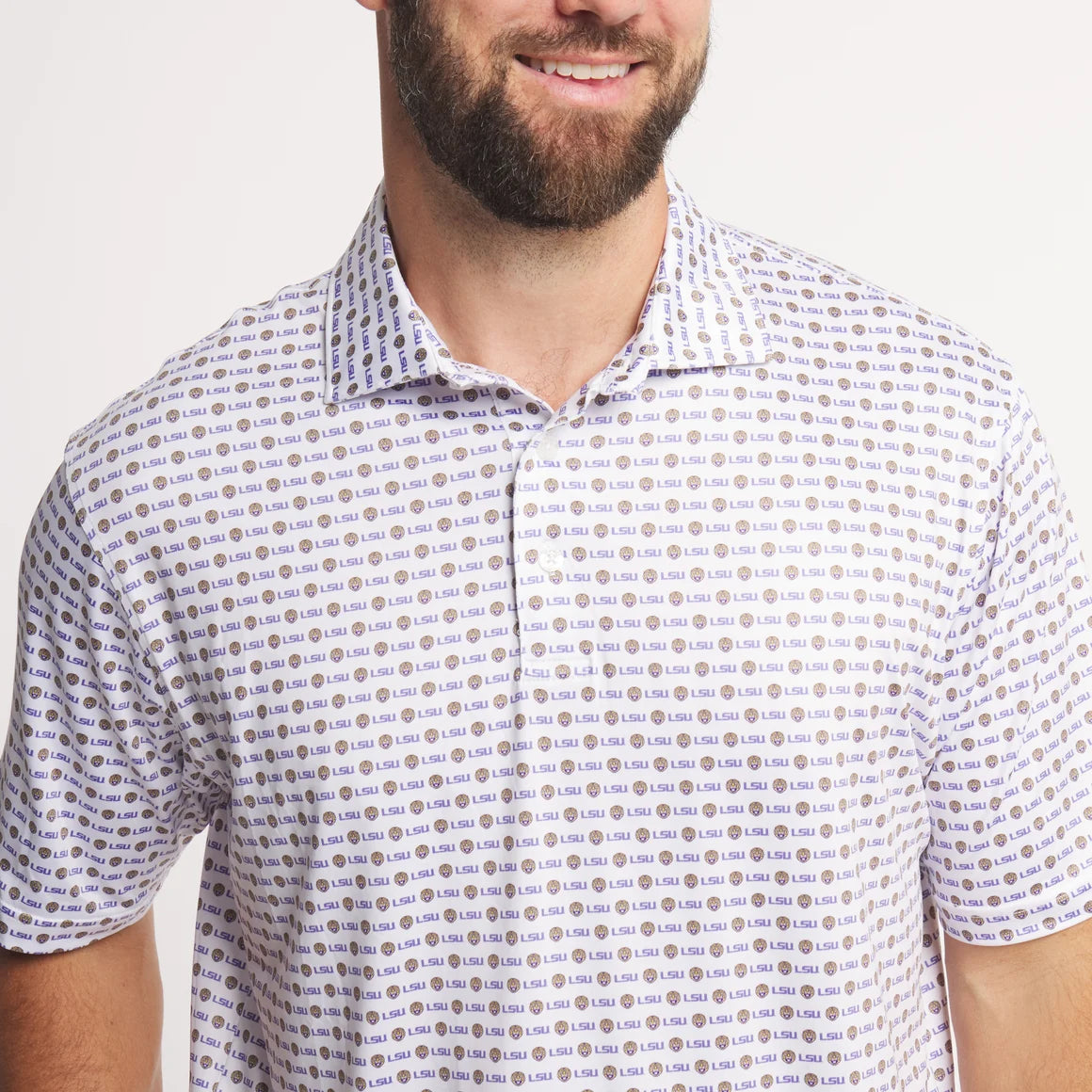 Collegiate Performance Polo LSU White