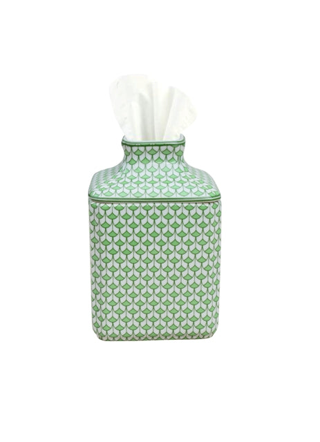 Green Fish Scale Tissue Box 8"