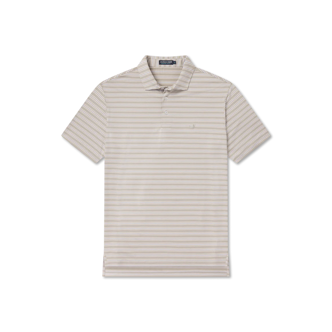 Maybourne Featherlight Stripe Polo Burnt Taupe & Tan